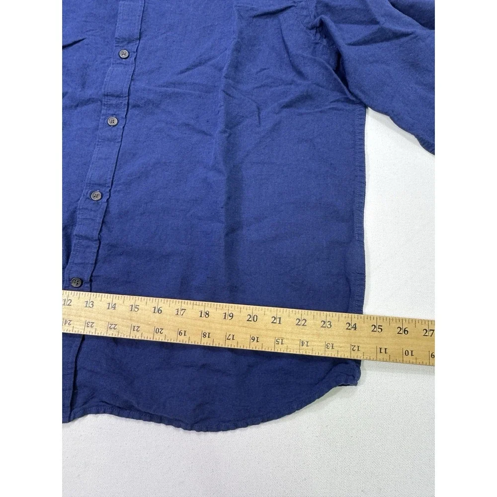 Banana Republic Slim Linen Blend Button Up Shirt Mens XL Blue Casual Lightweight